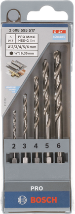 Bosch PRO Metal HSS-G 六角钻头套装，5 件.