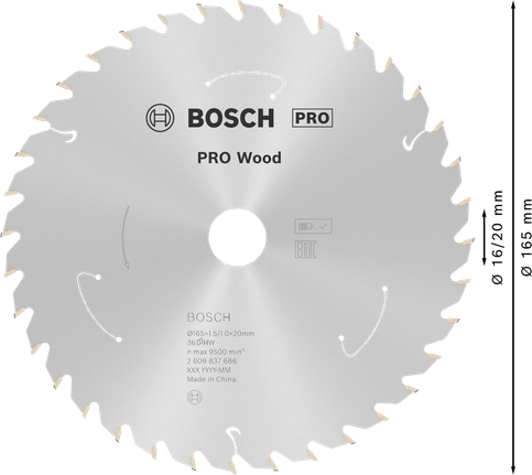 BoschPRO 木材圆锯片 165 毫米 36 齿。.