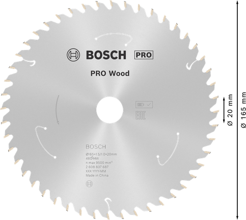 BoschPRO 木材圆锯片 165 毫米 48 齿。.