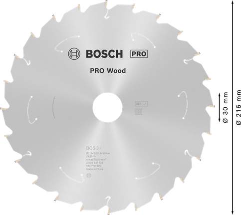 BoschPRO 木材圆锯片 216mm T24。.
