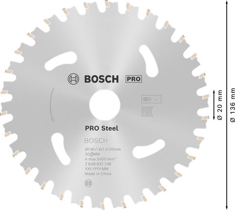 BoschPRO Steel 无绳圆锯片 136 毫米。.