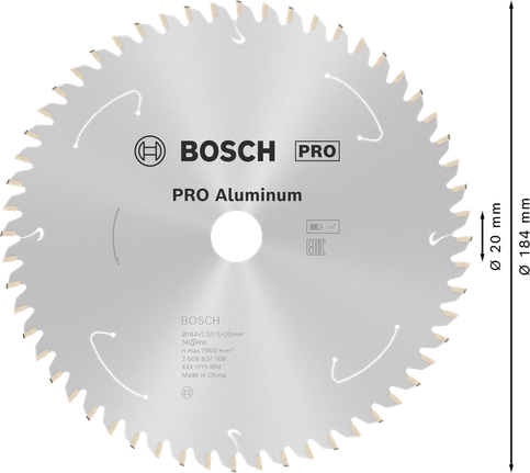 BoschPRO 铝制圆锯片，184 毫米，56 齿.