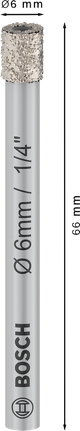 BoschPRO 陶瓷干钻头 6x66 毫米，适用于瓷砖。.