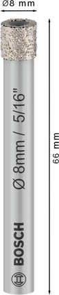 BoschPRO 陶瓷干钻头 8x66 毫米，适用于瓷砖。.