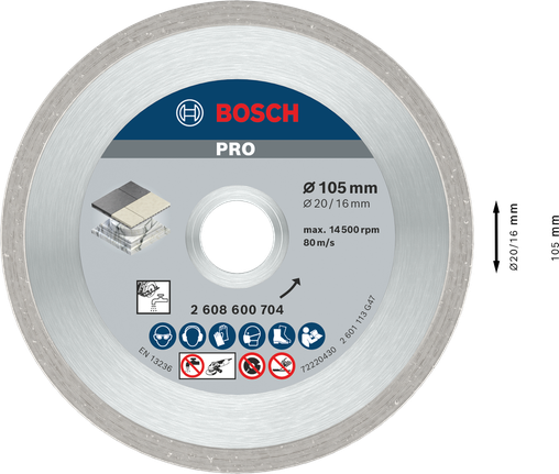BoschPRO 陶瓷金刚石锯片 105 毫米，用于切割瓷砖。.