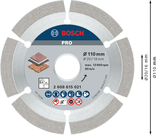 BoschPRO Stone 金刚石锯片 110 毫米，用于石材切割。.