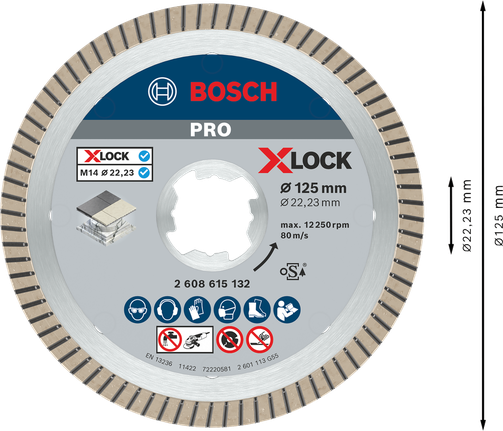 BoschPRO Ceramic X-Lock 金刚石锯片 125 毫米，用于瓷砖切割。.