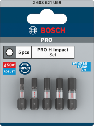 BoschPRO H 冲击六角批头套装 5 件套.
