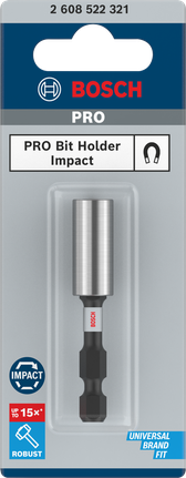 BoschPRO 标准冲击钻头座 60 毫米，适用于 1/4 英寸六角柄。