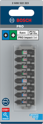 Bosch PRO 冲击螺丝刀头套装 8 件。.