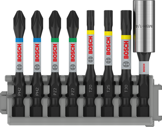BoschPRO 冲击套装，带标准钻头支架，8 件。.
