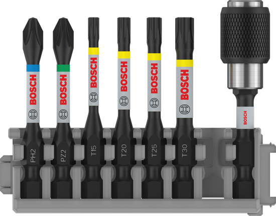 BoschPRO 冲击套装，配有快速更换钻头支架。.