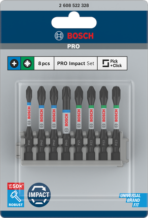 Bosch PRO 冲击螺丝刀头套装 8 件。.