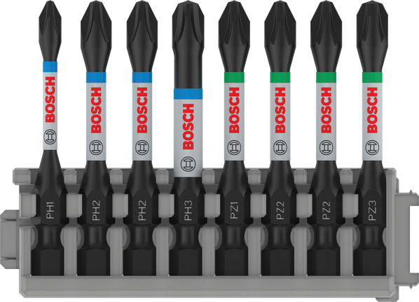Bosch PRO 冲击螺丝刀头套装 8 件，55 毫米，多种规格。.