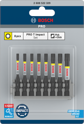 BoschPRO Torx 冲击钻头套装 8 件 55 毫米.