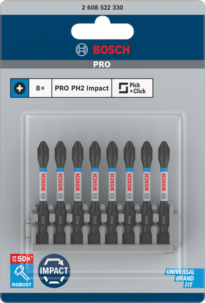 BoschPRO PH2 冲击螺丝刀头 55 毫米 8 件.