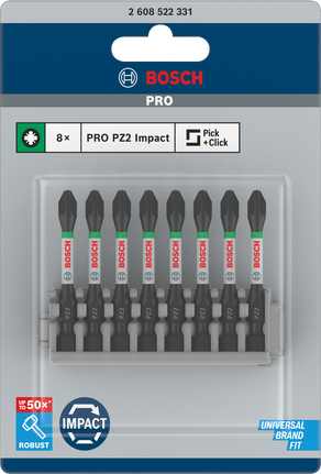 BoschPRO PZ2 冲击钻头 55 毫米 8 件装.