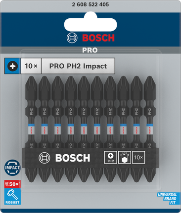 BoschPRO PH2 65 毫米冲击钻头 10 个装.