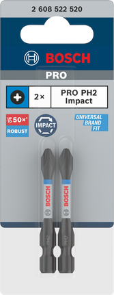 BoschPRO PH2 冲击钻头 55 毫米 2 件.