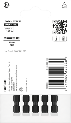 BoschPH2 55 毫米十字批头 5 件装.