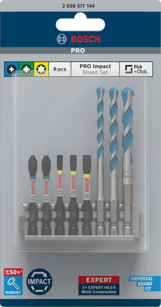 Bosch PRO Impact 8 件混合钻头和钻头套装。.