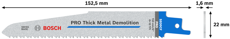 Bosch PRO 厚金属拆除 S930CF 刀片，150 毫米。.