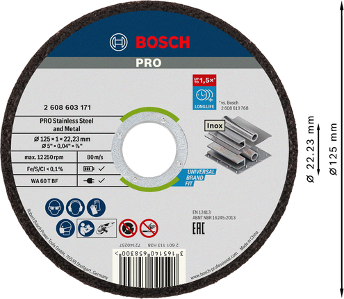 BoschPRO 不锈钢和金属切割片，125 毫米。