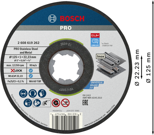 Bosch PRO 不锈钢和金属切割盘 X-Lock。.