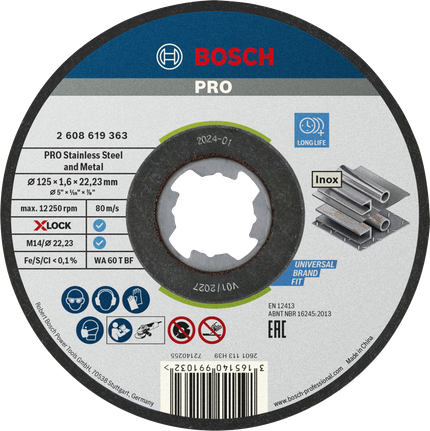 Bosch PRO 不锈钢切割盘 X-Lock 125mm。.