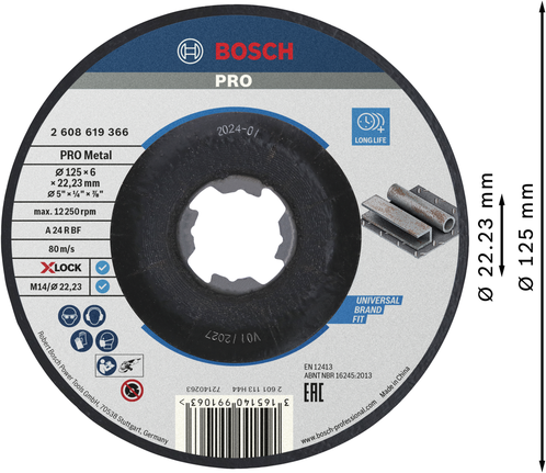 Bosch PRO 金属粘合砂轮 X-Lock 125mm。.