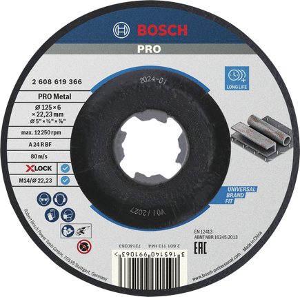 Bosch PRO 金属粘合砂轮 X-Lock 125mm。.