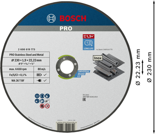 BoschPRO 不锈钢和金属结合切割片，230 毫米。