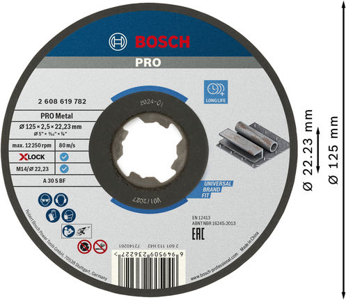 Bosch PRO 金属粘合切割盘 X-Lock 125mm。.