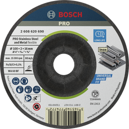 适用于不锈钢的Bosch PRO 半柔性砂轮。.