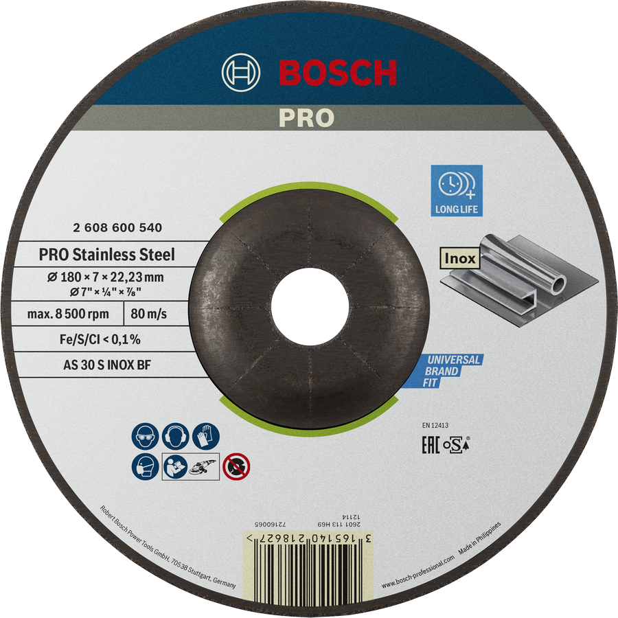 Bosch PRO 不锈钢砂轮，180 毫米，适用于 Inox。.