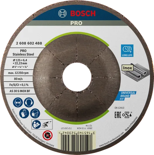 Bosch PRO 不锈钢砂轮 125 毫米，适用于 Inox。.