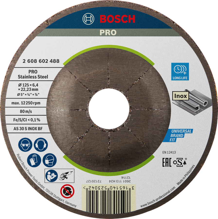 Bosch PRO 不锈钢砂轮 125 毫米，适用于 Inox。.