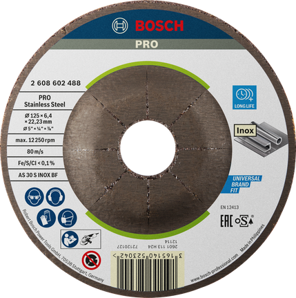 Bosch PRO 不锈钢砂轮 125 毫米，适用于 Inox。.