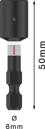 Bosch PRO 冲击螺母钳 8x50mm，1/4 英寸六角柄。.