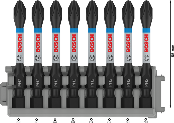 Bosch PRO Phillips 冲击钻头 PH2 55 毫米套装，8 件。.