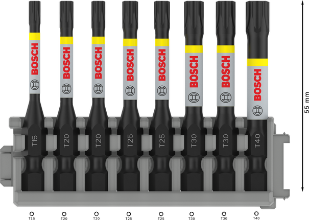 BoschPRO Torx 冲击钻头套装 T15-T40，55 毫米，8 件.