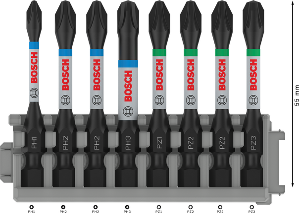 Bosch PRO 冲击螺丝刀头套装 8 件 55 毫米。.