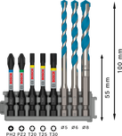 BoschPRO 冲击套装，配备多种建筑钻头。.