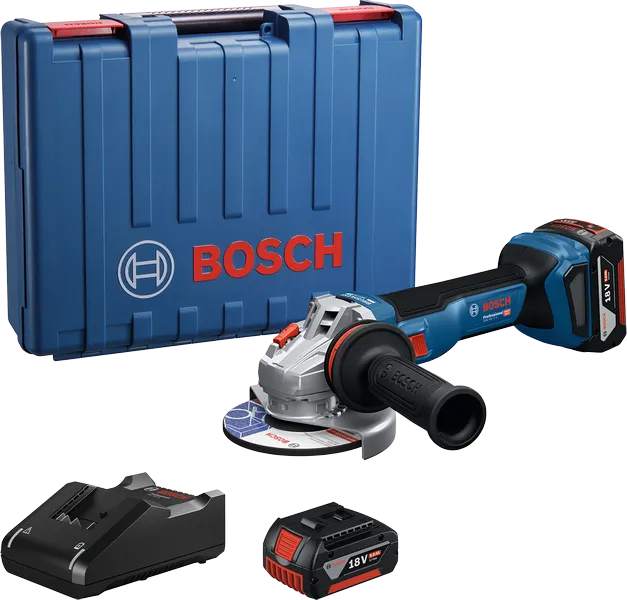BoschGWS 18V-11 角磨机配有外壳、电池和充电器。.