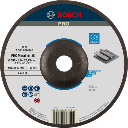 BoschPRO 金属研磨盘 180 毫米，适用于金属。.