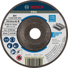 Bosch PRO 金属砂轮 100x6x16 毫米，使用寿命长。.