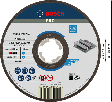 Bosch PRO 金属粘合切割盘 X-Lock 125mm。.