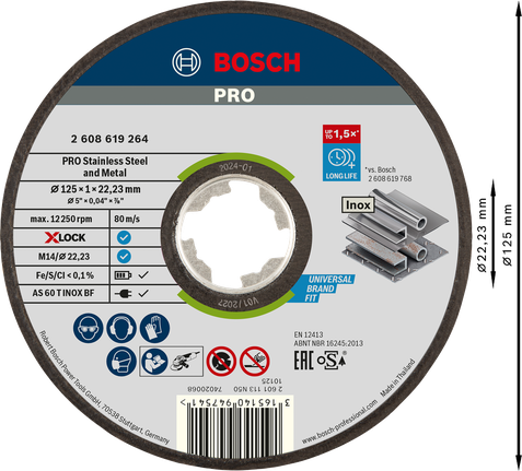 Bosch PRO 不锈钢切割盘 125x1mm X-Lock。.