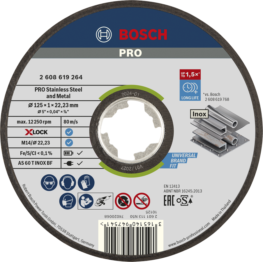 Bosch PRO 不锈钢和金属 X-Lock 切割盘 125 毫米。.