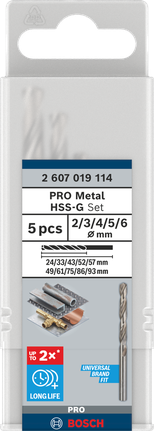 BoschPRO Metal HSS-G 5 件套钻头.
